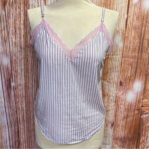 Victoria’s Secret Striped Lace Trim Cami Top‎